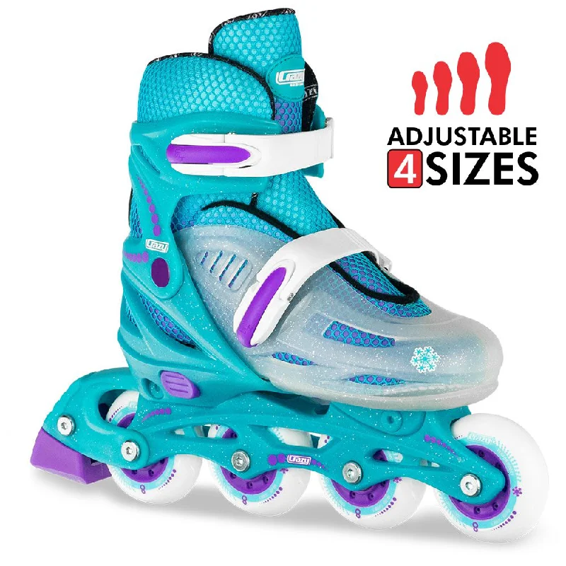 Comfortable Inline Skates with Cushioning-148 Teal Glitter - Size Adjustable Inline Skates