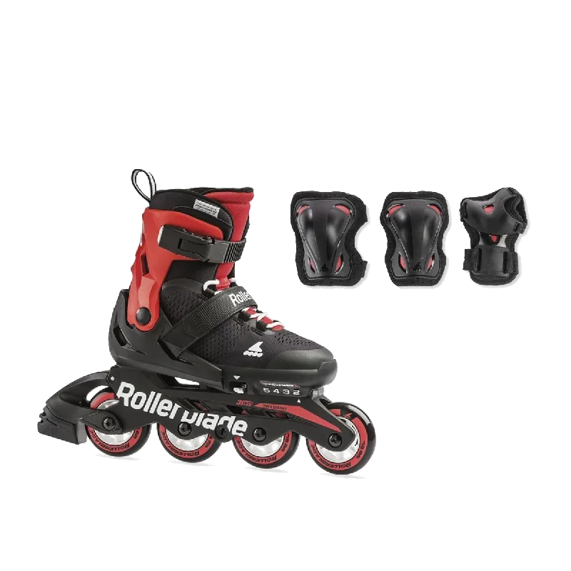 Adjustable Inline Skates for Kids and Adults-Rollerblade Microblade Combo - Black/Red