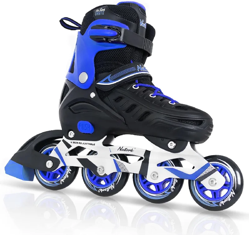 High-Performance Inline Skates for Pro Skaters-Nattork Adjustable Inline Skates For Kids & Adults - Blue