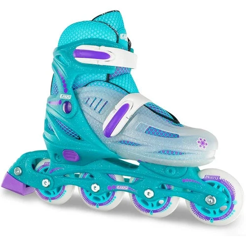 Roller Skates with Soft Wheels for Smooth Rides-Crazy - 148 Adjustable Inline Skate - Teal Glitter