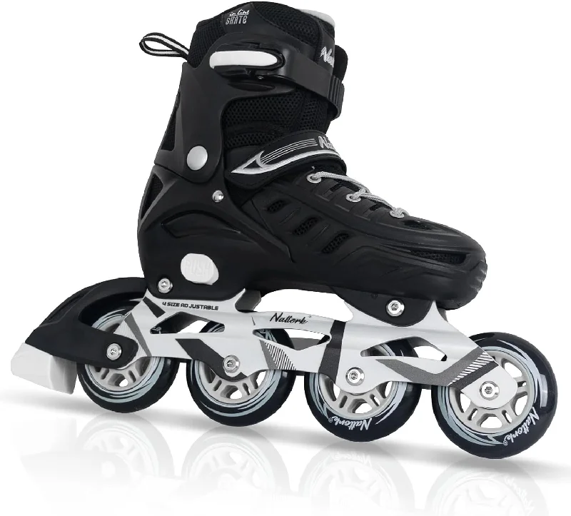 Comfortable Roller Skates for Smooth Rides-Nattork Adjustable Inline Skates For Adults Black