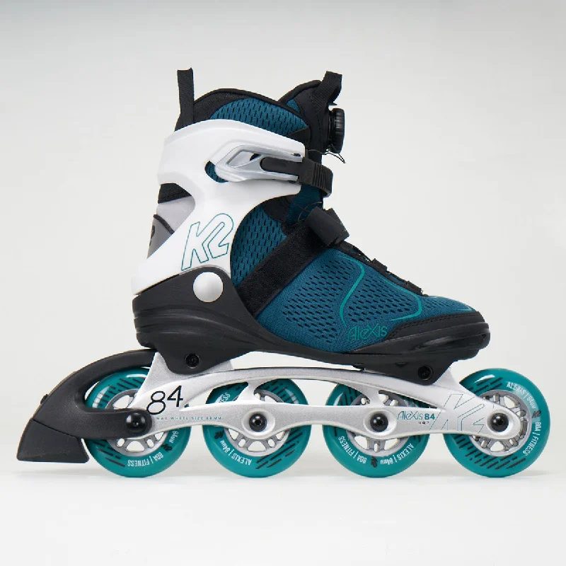 Heavy-Duty Inline Skates for Speed and Agility-K2 Alexis 84 Boa Woman's Inline Skates - Teal / White