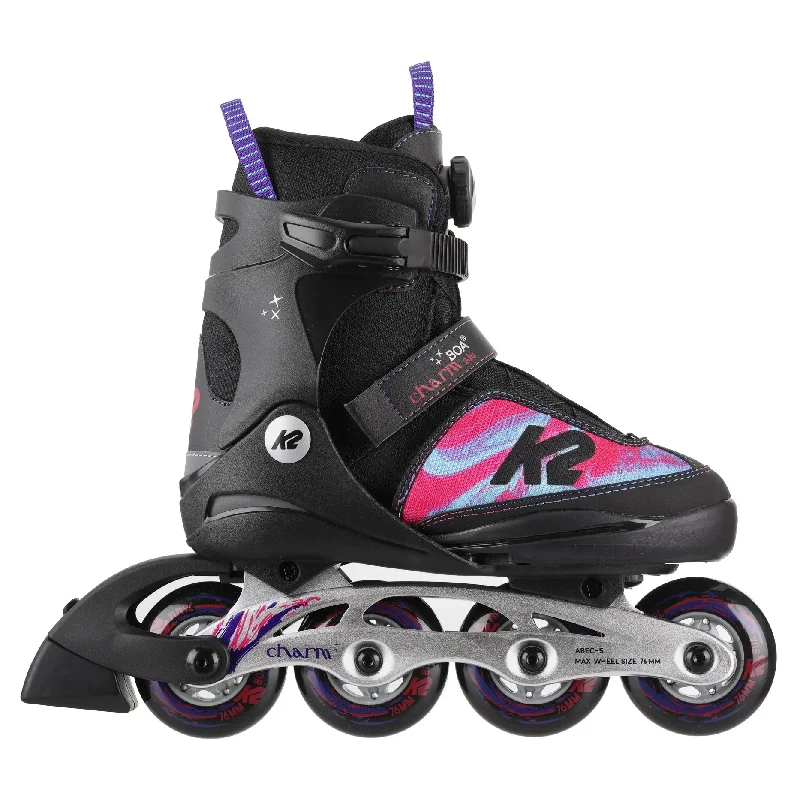 Comfortable Roller Skates with Soft Cushion-K2 Charm Boa ALU Girls Adjustable Inline Skates