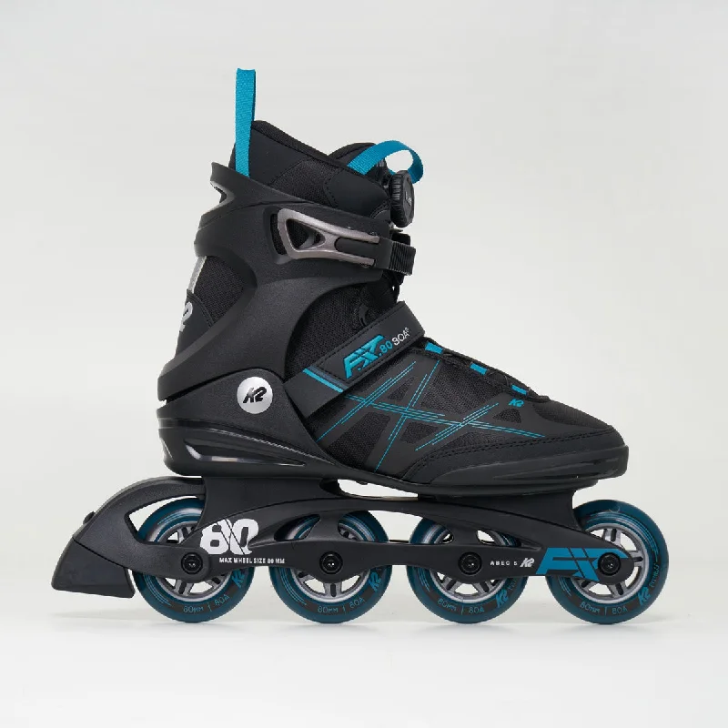 Comfortable Ice Skates for Smooth Turns-K2 F.I.T. 80 Boa Men's Inline Skates - Black/Blue