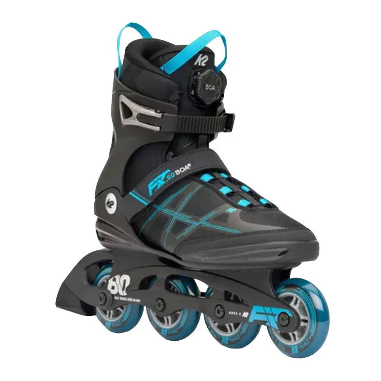 Adjustable Ice Skates for All Ages-K2 F.I.T. 80 BOA Black/Blue Mens Inline Skates