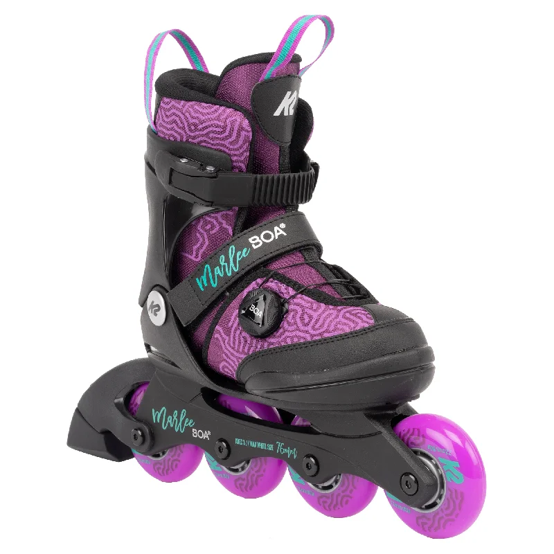 Lightweight Ice Skates for Easy Maneuvering-K2 Marlee Boa Purple Girls Adjustable Inline Skates