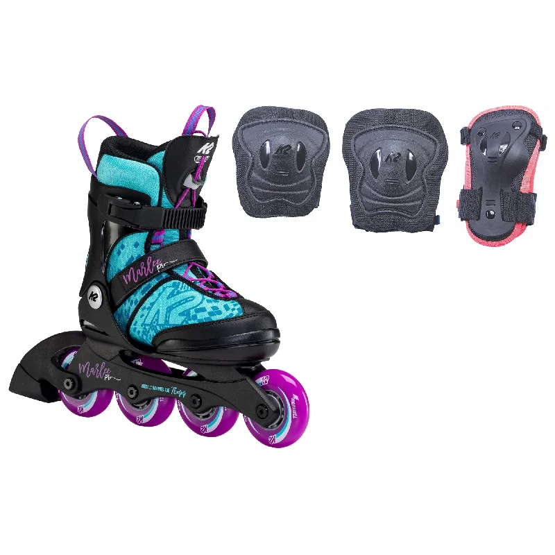 High-Performance Skates for Professional Ice Rink Use-K2 Marlee Pro Pack Light Blue Girls Adjustable Inline Skates