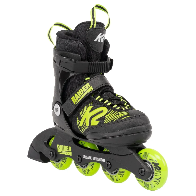 All-Terrain Ice Skates for Extreme Adventures-K2 Raider Black-Lime Boys Adjustable Inline Skates