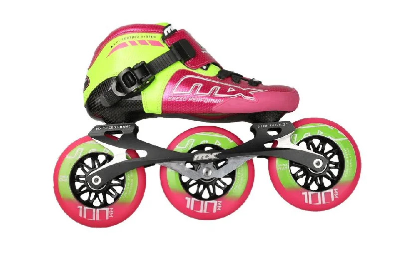 Comfortable Roller Skates for Beginner to Pro-MX-J Speed Skate Package - Pink (Junior)