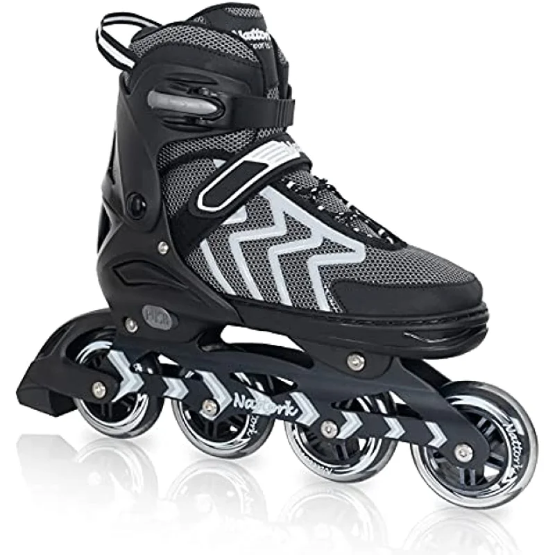 Custom Ice Skates for Personalized Fit-Nattork Adjustable Inline Skates - Black