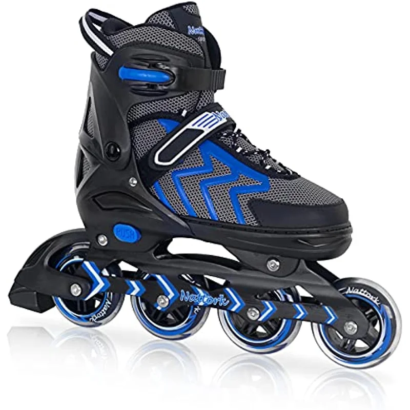 Professional Ice Skates for Competitive Skating-Nattork Adjustable Inline Skates - Blue