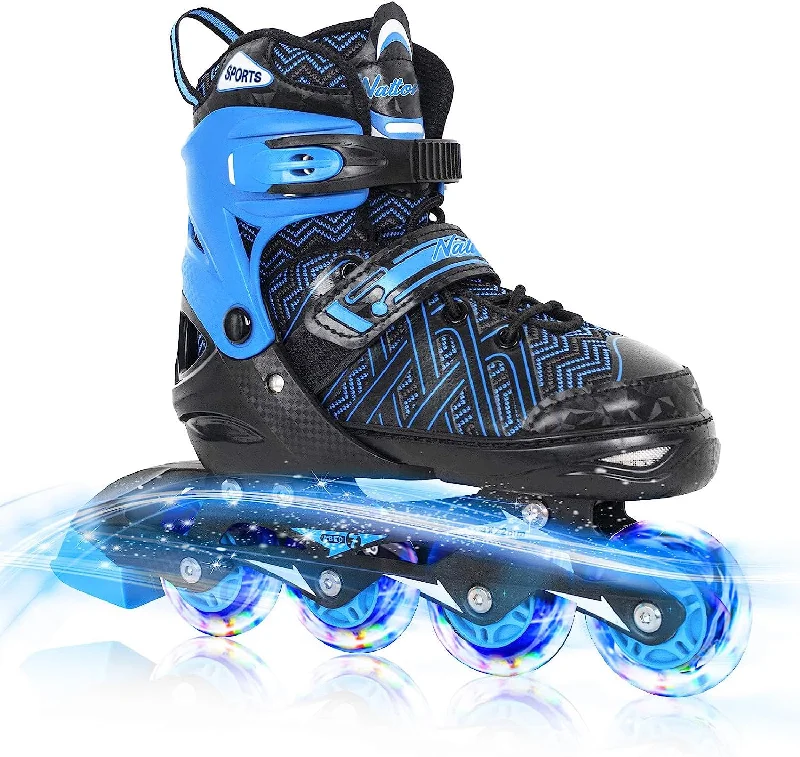 Pro-Level Inline Skates for Speed Skating-Nattork Adjustable Inline Skates for Kids Blue