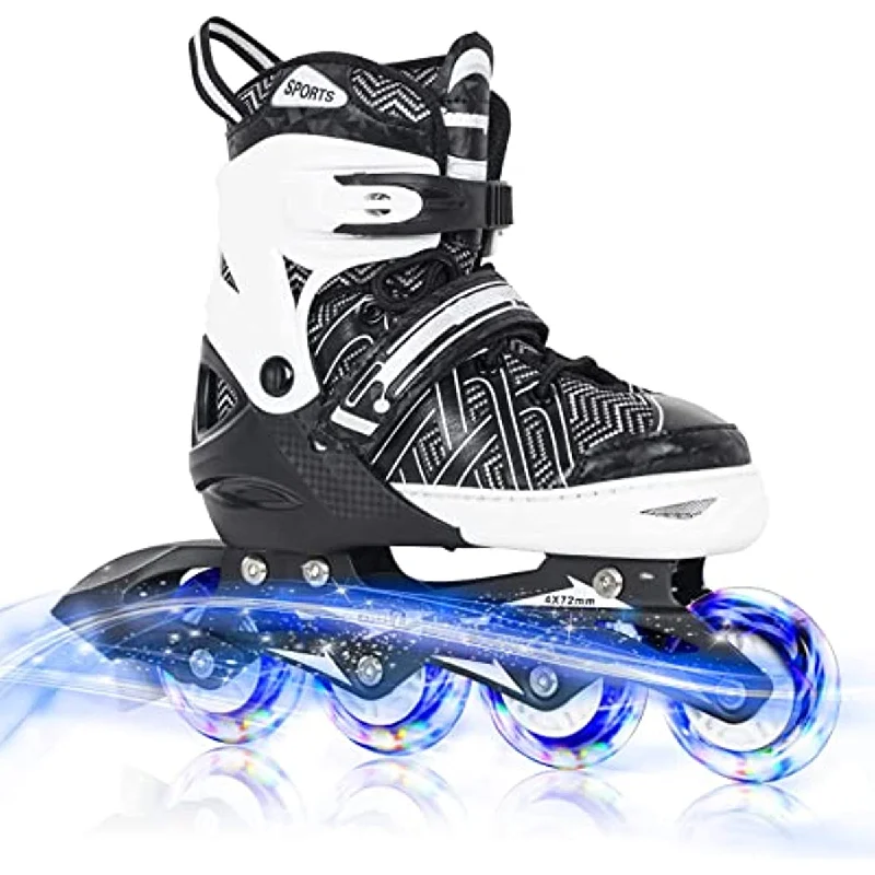 Lightweight Inline Skates for Young Riders-Nattork Adjustable Inline Skates for Kids Boys Black