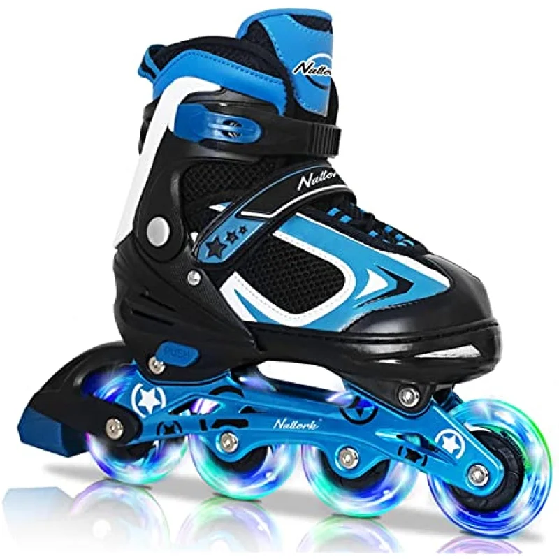 Professional Inline Skates for Racing-Nattork Adjustable Inline Skates for Kids Blue