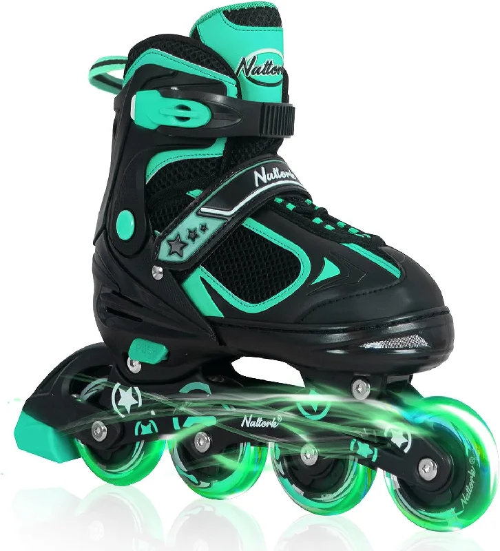 Premium Skate Shoes with Wheels for Versatile Riding-Nattork Adjustable Inline Skates for Kids Teal