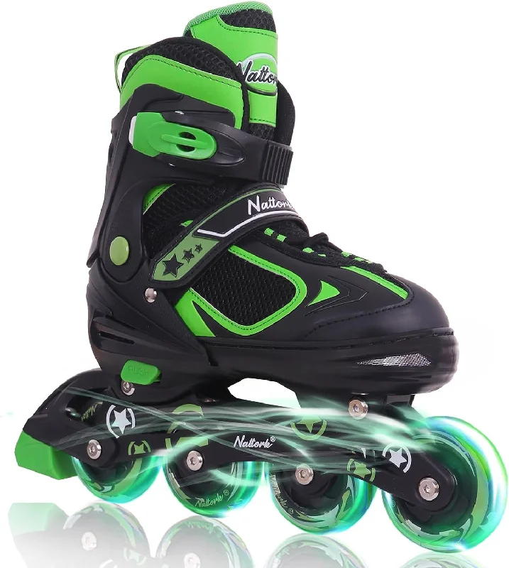 Adjustable Skates for Growing Kids-Nattork Adjustable Inline Skates for Kids Green