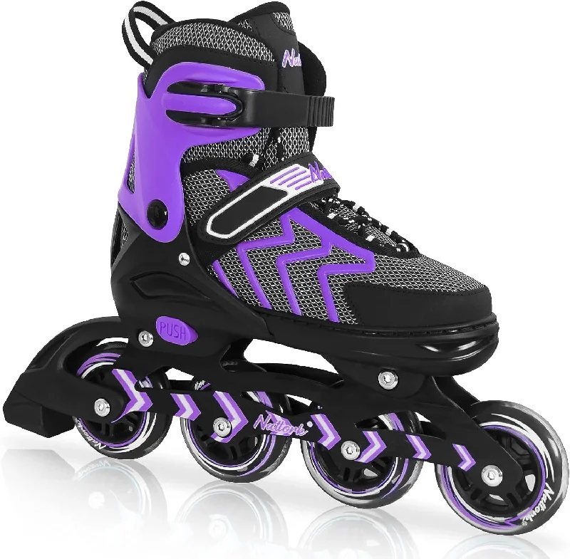 Comfortable Ice Skates for Recreational Use-Nattork Adjustable Inline Skates - Purple