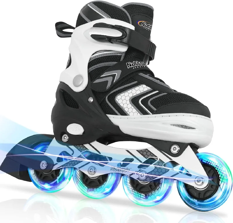 All-Terrain Roller Skates for Adventurous Riders-Nattork Adjustable Inline Skates for Kids Black