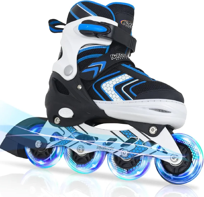 Customizable Ice Skates for Professional Fit-Nattork Adjustable Inline Skates for Kids - Blue