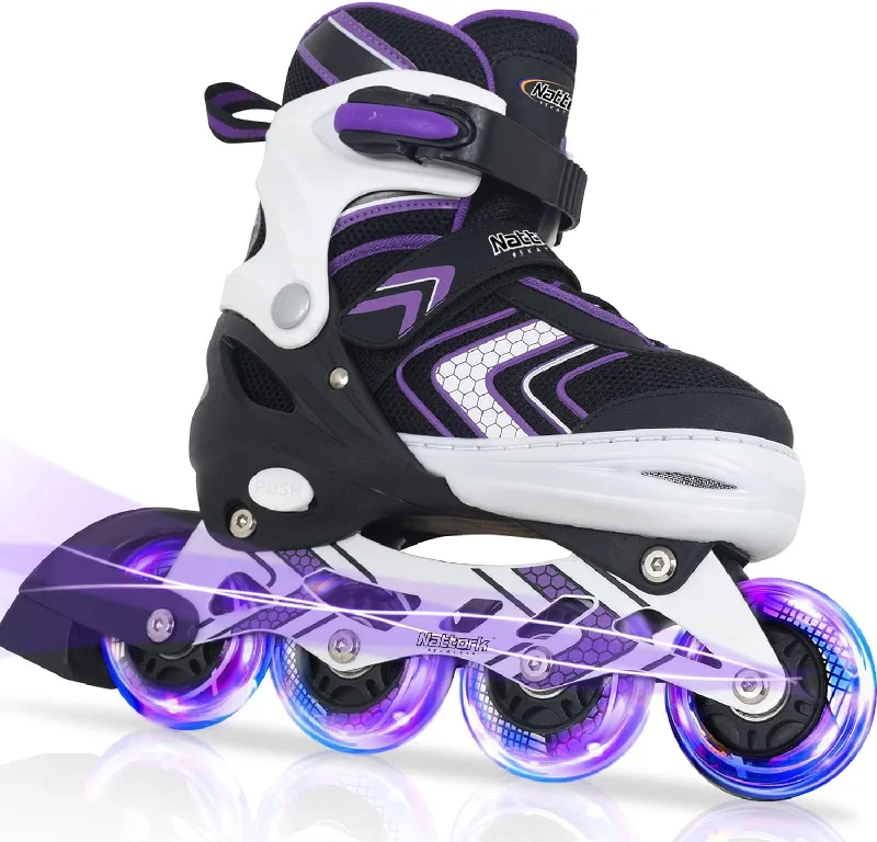 Multi-Purpose Inline Skates for Urban Commuting-Nattork Adjustable Inline Skates for Kids - Purple