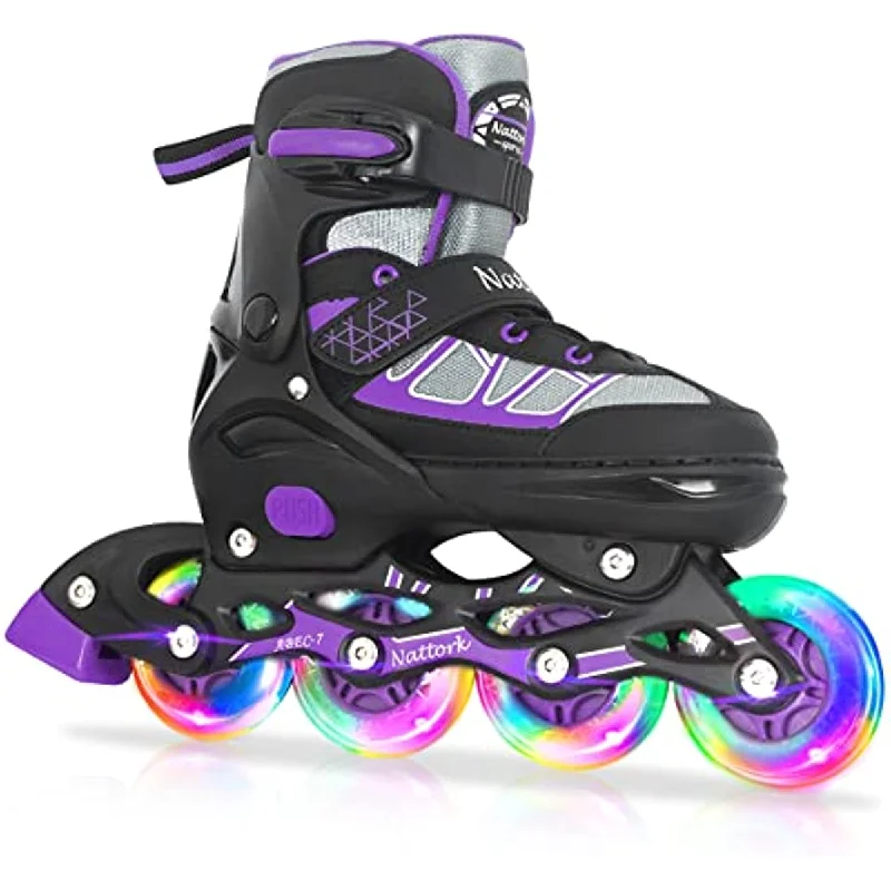 Adjustable Inline Skates for Youth Riders-Nattork Kids Blades Roller for Boys Girls Purple