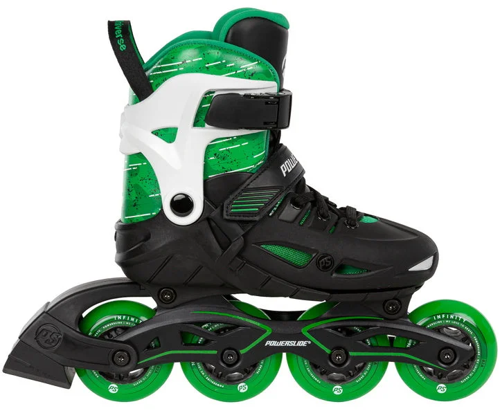 Comfortable Ice Skates for Smooth Turns-Powerslide Phuzion Universe 4W Green Adjustable Inline Skates