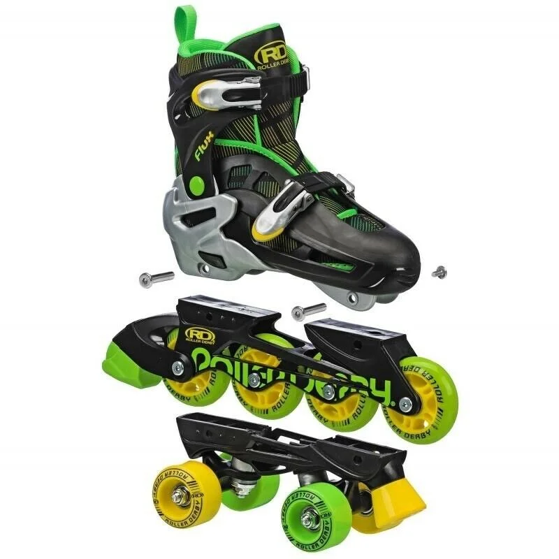 High-Quality Roller Skates for Advanced Riders-RDS Flux - 2 in 1 - Inline or Quad Adjustable Skate (Boys)