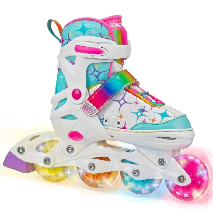 Stylish Inline Skates for Speed and Comfort-RDS Stryde Light Up Girls White Adjustable Inline Skates