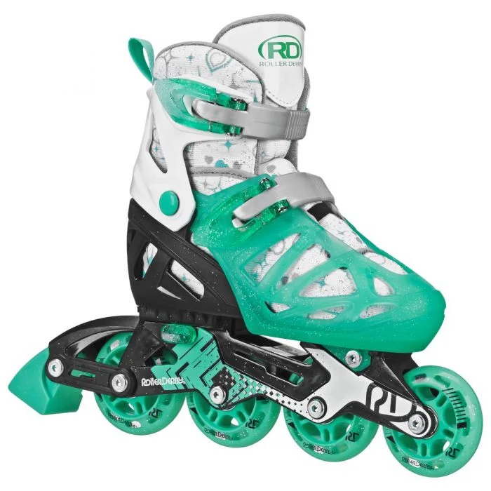 Skate Shoes with Wheels for Versatile Riding-RDS Tracer Mint/White Girls Adjustable Inline Skates