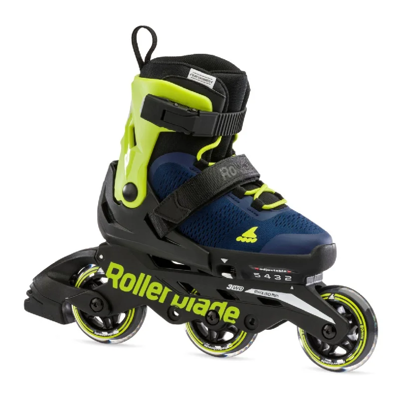 Skate Shoes with Wheels for Versatile Riding-Rollerblade Microblade 3WD Junior Inline Skates - Blue/Lime