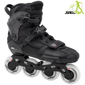 Adjustable Roller Skates for Growing Feet-Seba High Light Competition Inline Skates - Black