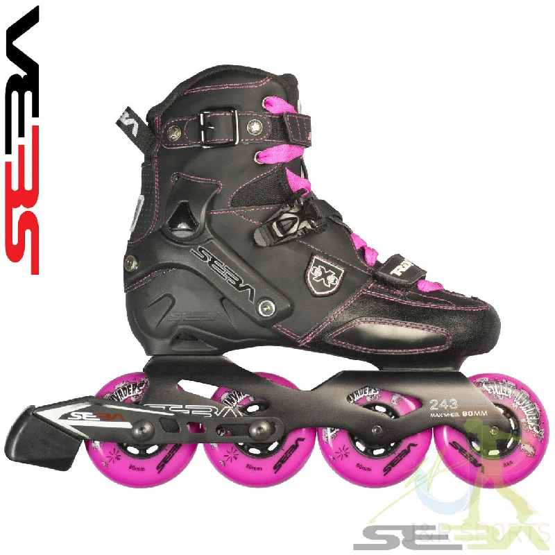 Speed Roller Skates for Fast Rides-Seba Trix 2 80 Black & Pink Inline Skates