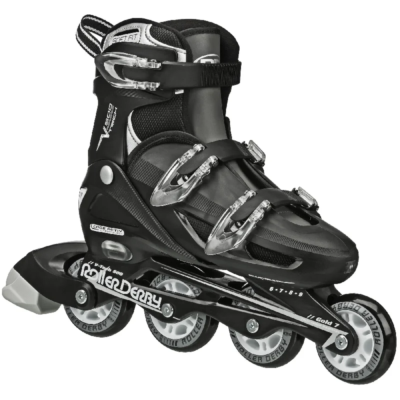 All-Terrain Ice Skates for Winter Sports-V-Tech 500 Men's Inline Skates with Adjustable Sizing