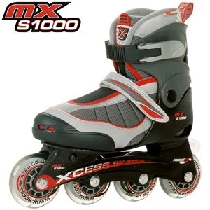 Heavy-Duty Inline Skates for Tough Use-Xcess MX S1000 Adjustable In-Line Skates Red