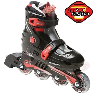 Roller Skates for Leisure and Recreation-Xcess MX S780 Adjustable In-Line Skates Black & Red