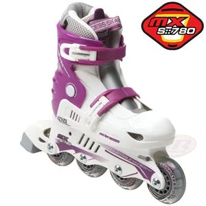 Professional Roller Skates for Racing Events-Xcess MX S780 Adjustable In-Line Skates Purple & White