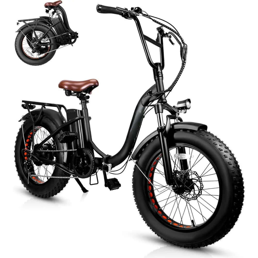 20" Folding Electric Bike, Peak 1200W Fat Tire 7 Speed Gear with Removable 48V15AH Lithium Battery Multi-Function Display Bike