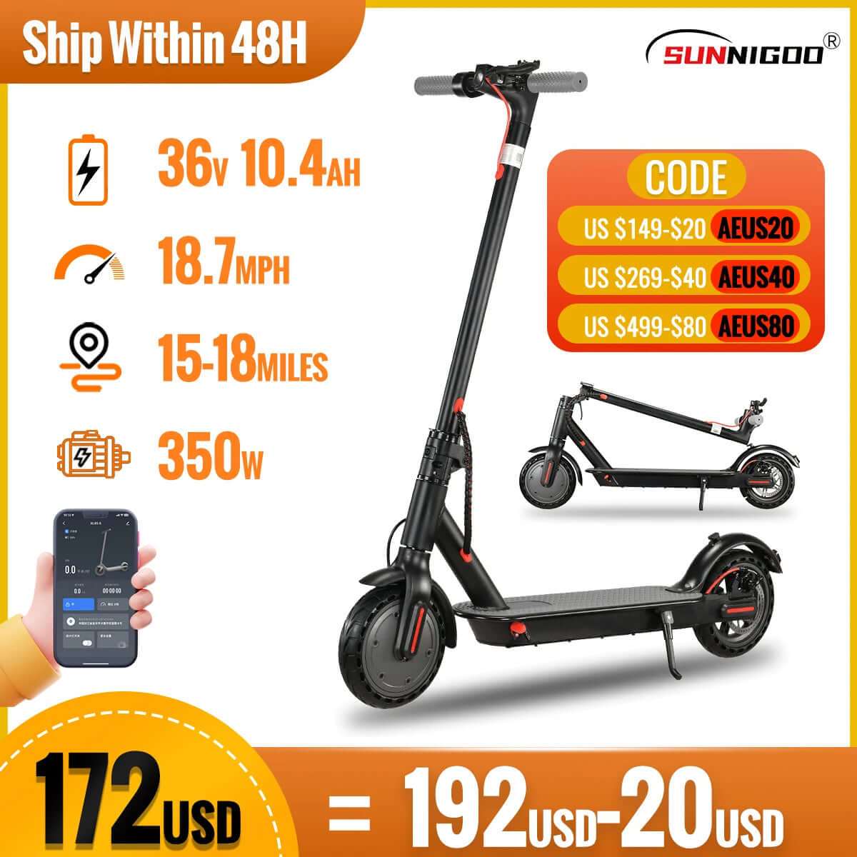 Powerful Kick Scooter for Adventure Seekers-Adult Electric Scooter, 18mph Max Speed