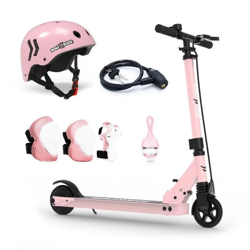 Scooter with Suspension for Smooth Rides-BUKI France Electric Battery Powered Scooter 125mm - Pink Gold