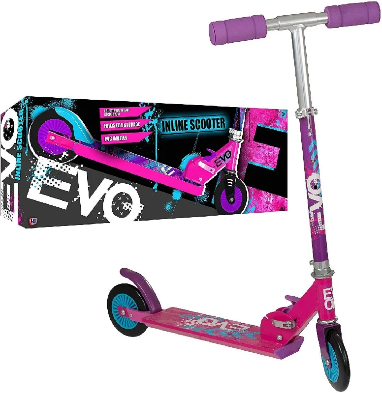 Stylish Kick Scooter for Casual Riders-EVO Folding Inline Kids 2-Wheel Scooter - Pink