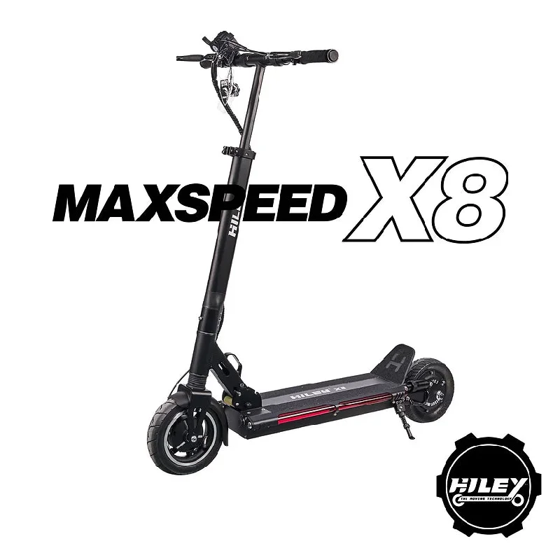 Dual Motor Electric Scooter for Increased Speed-HILEY Maxspeed X8 - 36V 10.4Ah, 35kmh, 35km, 2 x Spring Suspension, LED Deck Lights, NFC Card