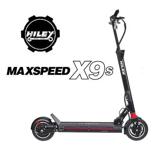 Powerful Motor Electric Scooter for Speed Thrills-HILEY Maxspeed X9S Scooter - 48V, 15.6Ah, 1200W Peak Power, 45kmh, 60km, Spring & 2 x Air Shocks Suspension, LED Deck Lights, NFC Card