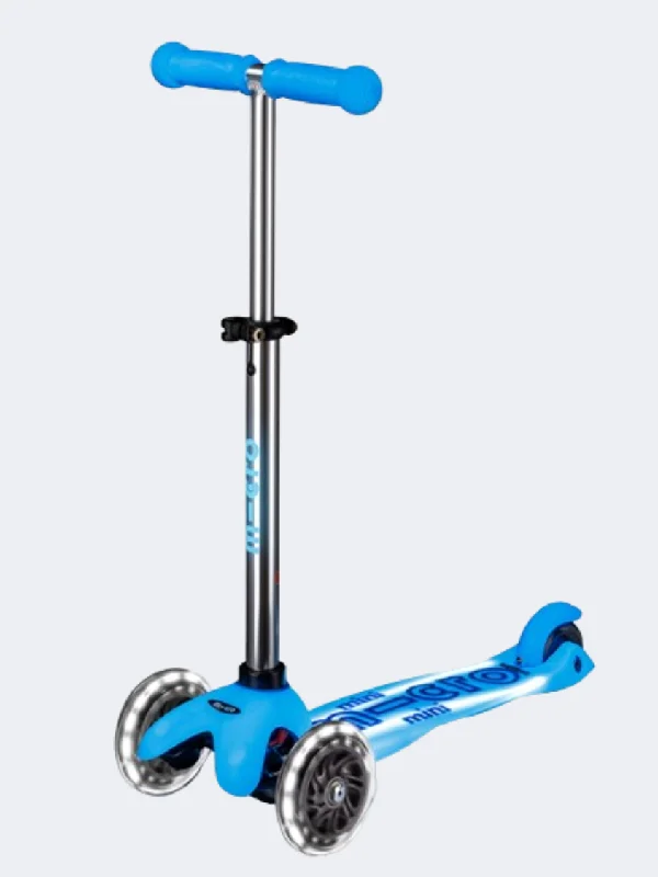 Portable Kick Scooter for Busy Lifestyles-Micro Mini Deluxe Glow Led Plus Kids Skating Scooter Arctic Blue