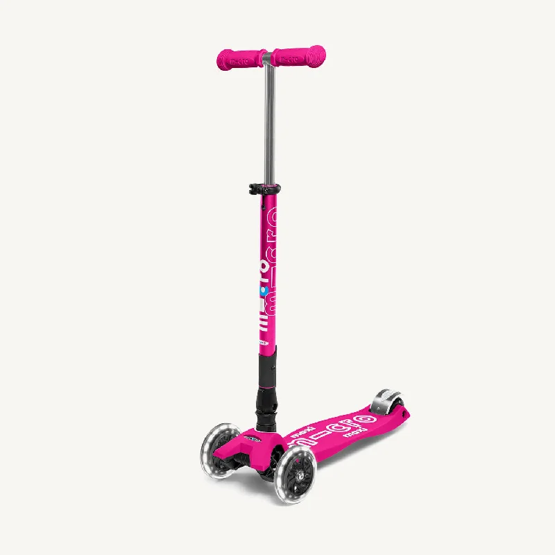 Stylish Commuter Scooter for Daily Travel-Micro Scooters Maxi Micro Scooter Deluxe Foldable LED - Pink