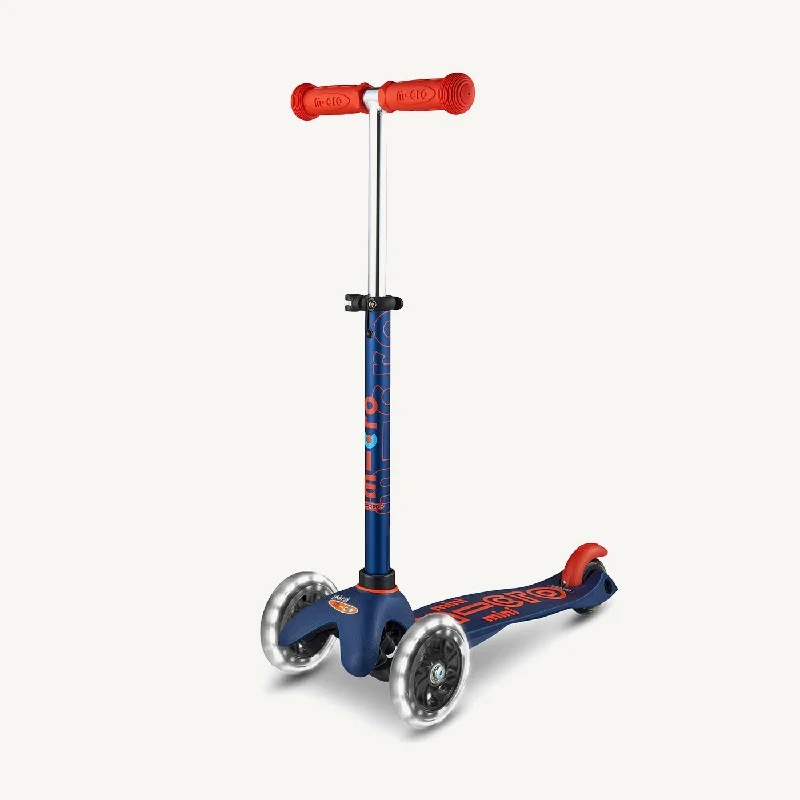 Durable Scooter with Anti-Flat Tires for City Streets-Micro Scooters Mini Micro Scooter Deluxe LED - Navy