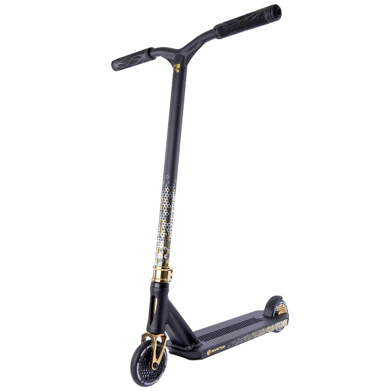 Travel-Friendly Foldable Scooter for Compact Storage-Invictus 2 Pro Scooter | Black/Gold Rush