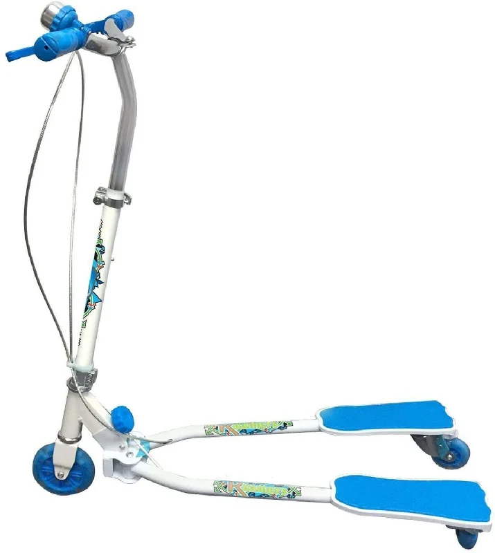 Smooth Handling Scooter for City Streets-Ozbozz Scissor Boys Scooter White/Blue