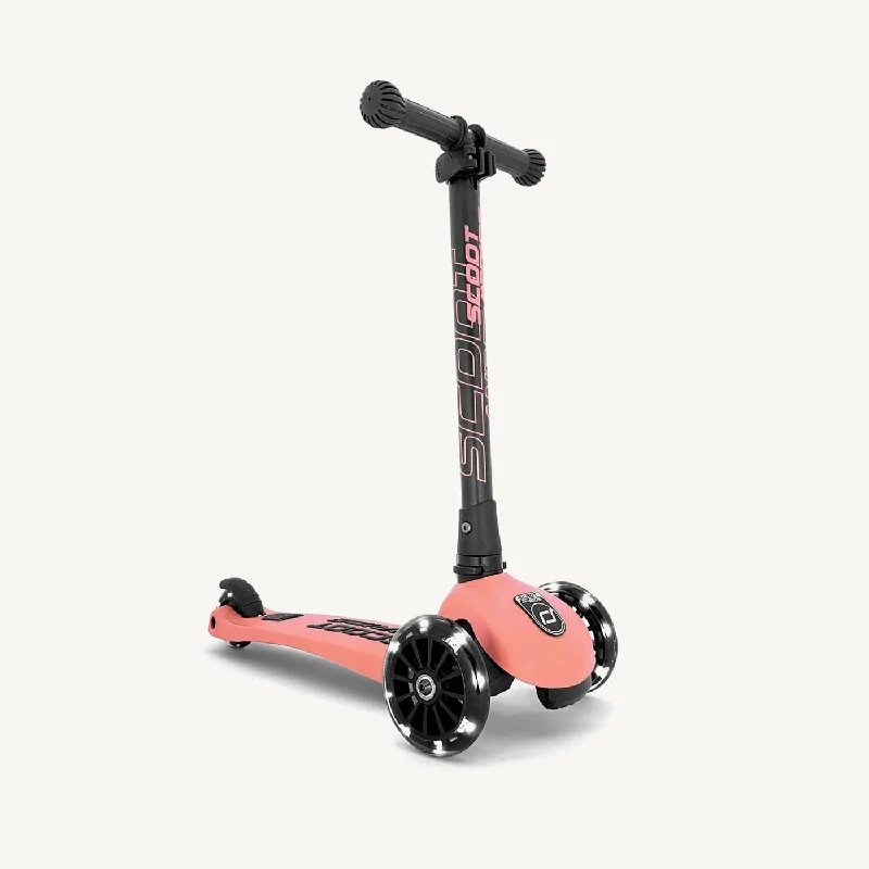 Comfortable Lightweight Scooter for Easy Travel-Scoot and Ride Scooter - Highwaykick 3 LED in Peach