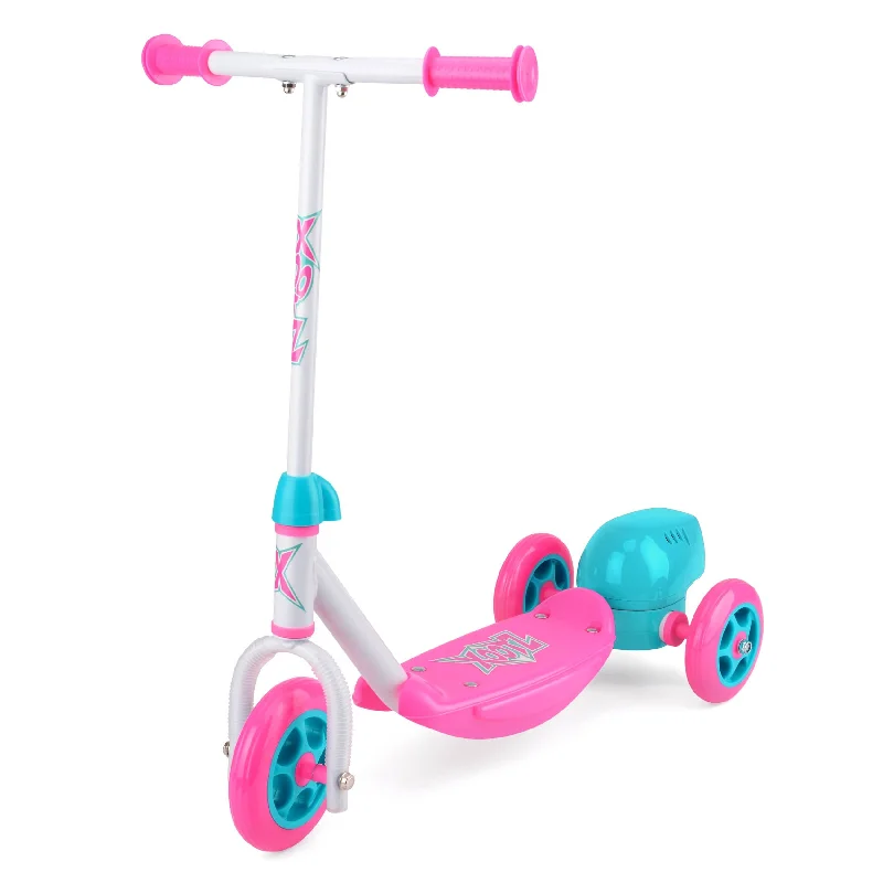 Foldable Scooter with Handbrake for Safety-XOOTZ® Kids 3 Wheeled Bubble Scooter (Pink / Blue)