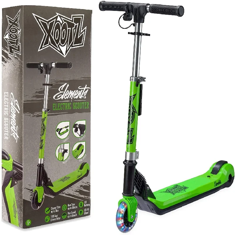 Custom Design Scooter for Personal Style-XOOTZ Kids Electric Scooter Folding with LED Light Up Wheel - Green